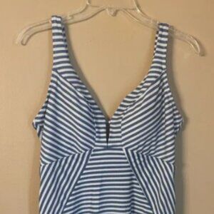 Blue and White Striped Sleeveless Dress